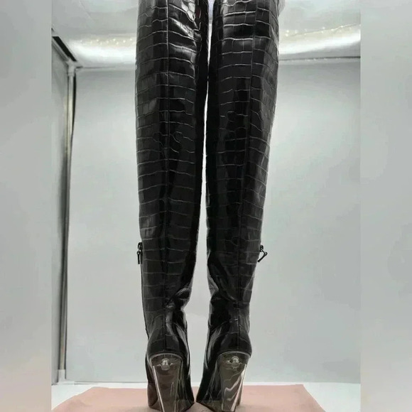 LUCITE 100 WEDGE BOOT Croc Print Brand New Size 7 - Picture 4 of 17